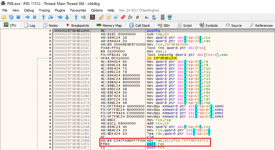 Call to an address in atcuf64