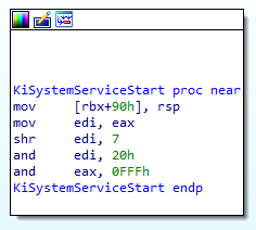 The function KiSystemServiceStart()