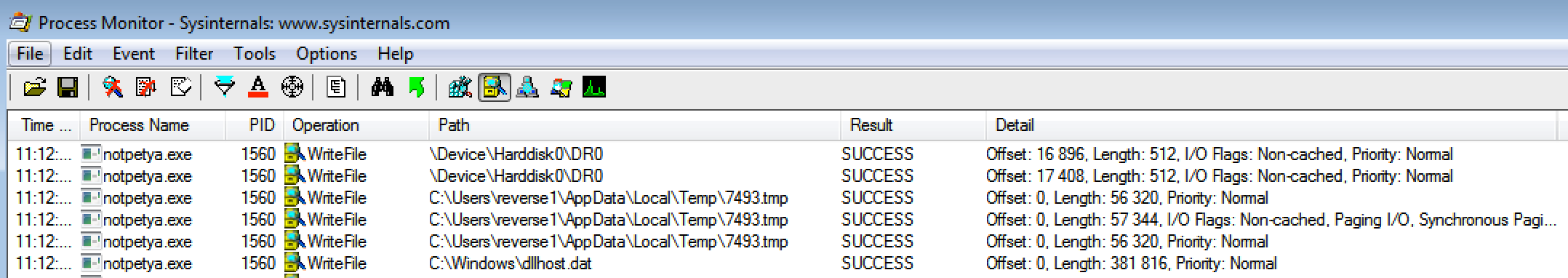 Files dropped in the disk