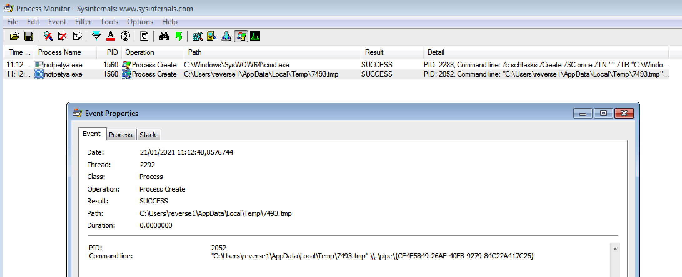 A binary executed with named pipe argument